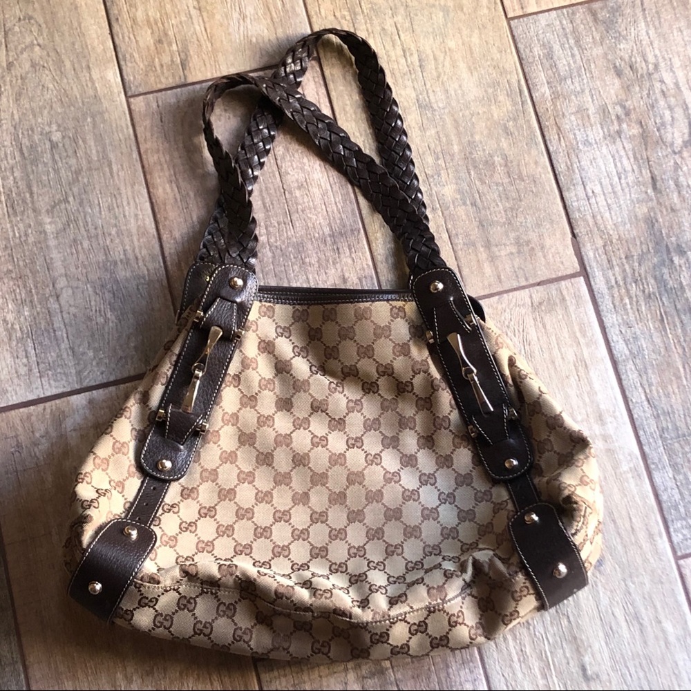 Gucci Pelham Canvas GG Logo Woven Handles